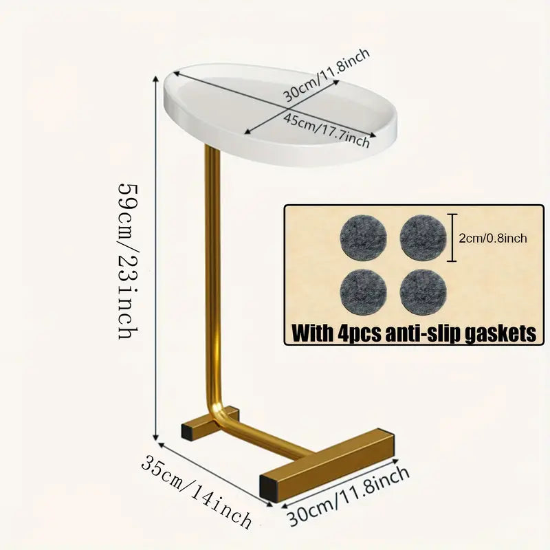 White C-Shaped End Table