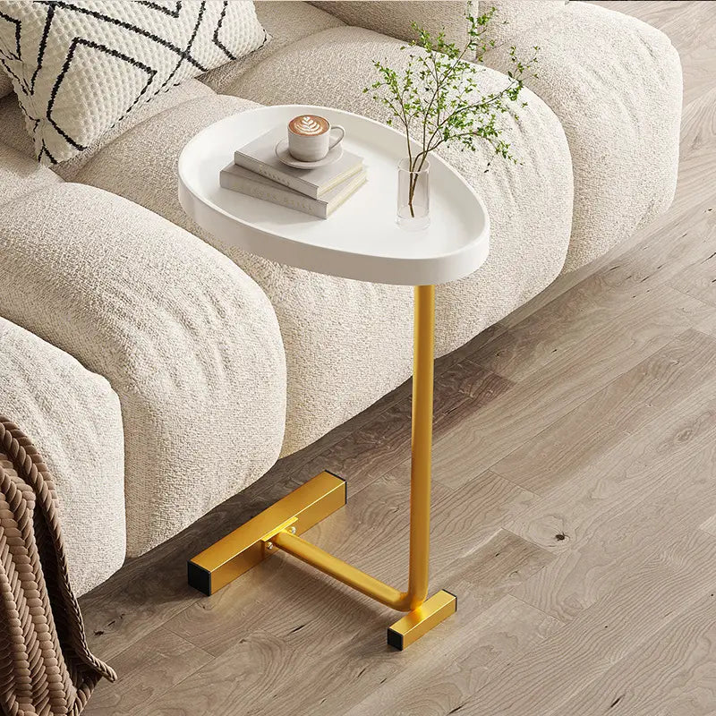 White C-Shaped End Table