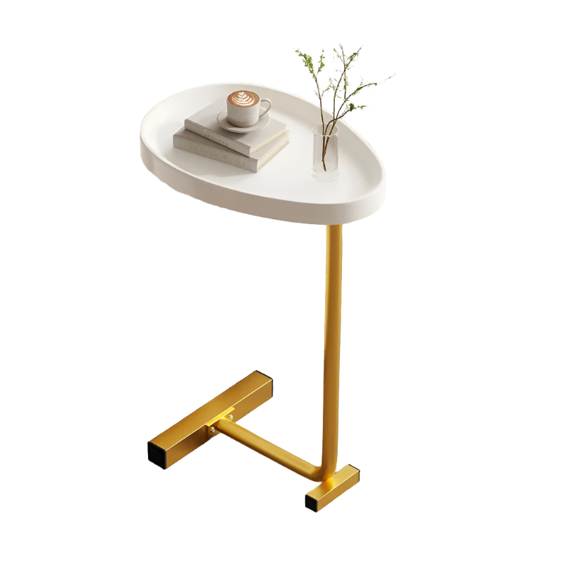 White C-Shaped End Table