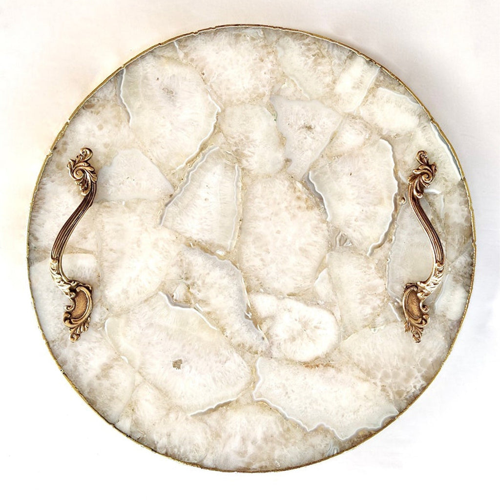 White Agate Serving Tray