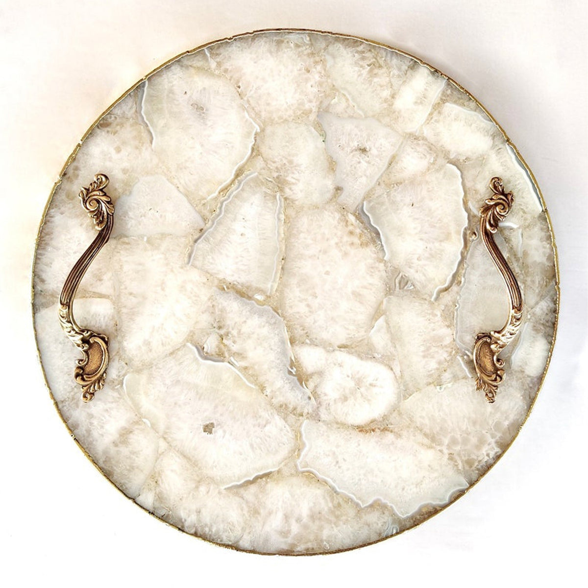 White Agate Serving Tray