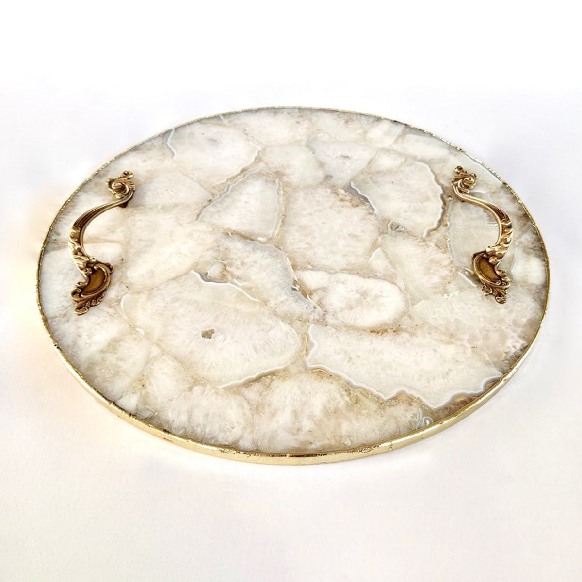 White Agate Serving Tray