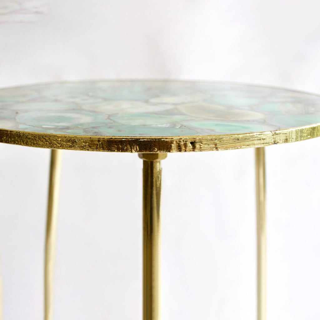Light Green Agate Round Coffee/Side Table