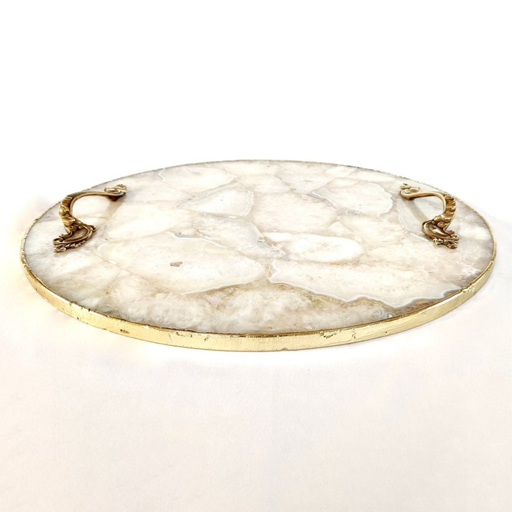 White Agate Serving Tray