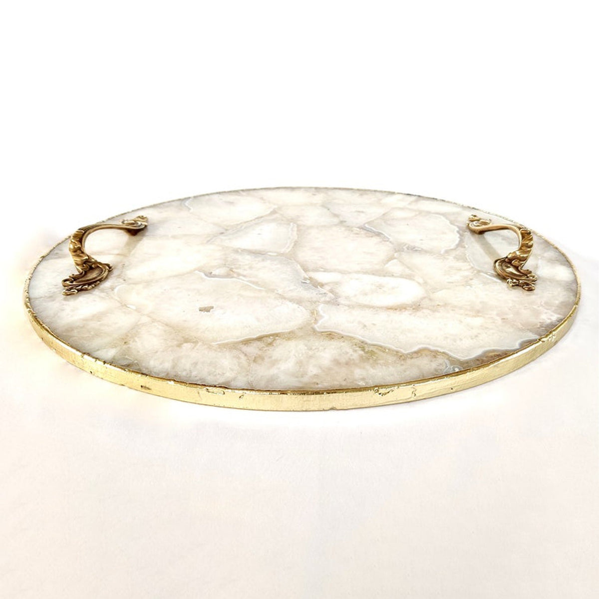White Agate Serving Tray