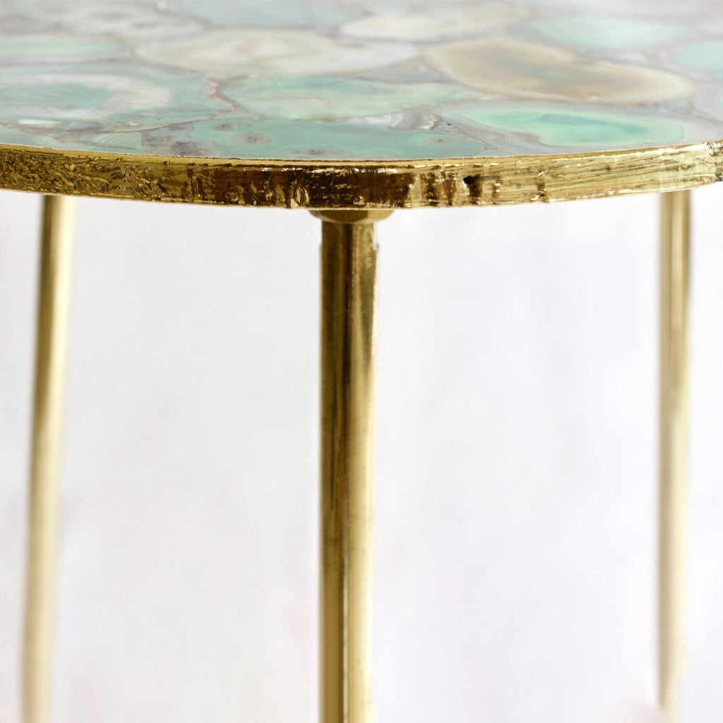 Light Green Agate Round Coffee/Side Table