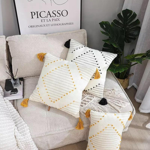 Boho Tassel Style Tufted Square Cushion Covers