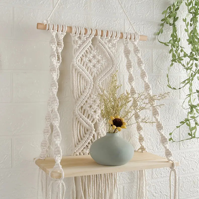 Bohemian Wooden Floating Shelf